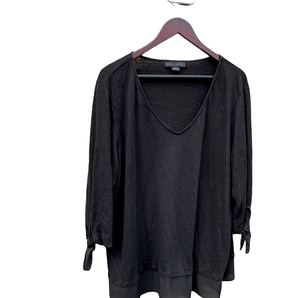 Sanctuary Sylvia Linen Tunic – Tie Sleeve, V-Neck, 3X, Boho Minimalist, Fall Top